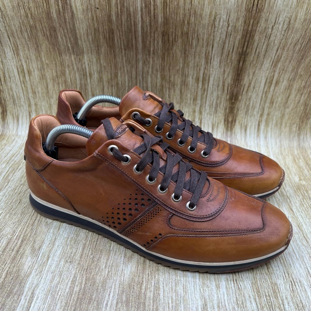 Magnanni Cristian Sneakers Mens 10.5 Brown Leather Burnished Low Top Spain 15745
